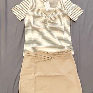 Mango Striped Cream and Black Top